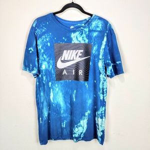 NIKE Blue Logo Graphic Tee 90's Grunge Bleached